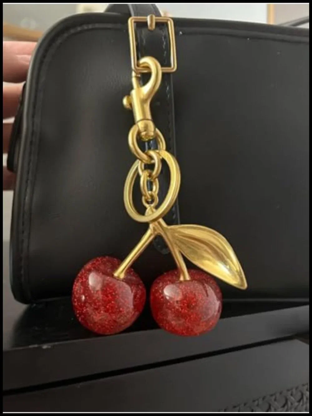Realistic Cherry Bag Charm Keychain with Detachable Ring and Clip